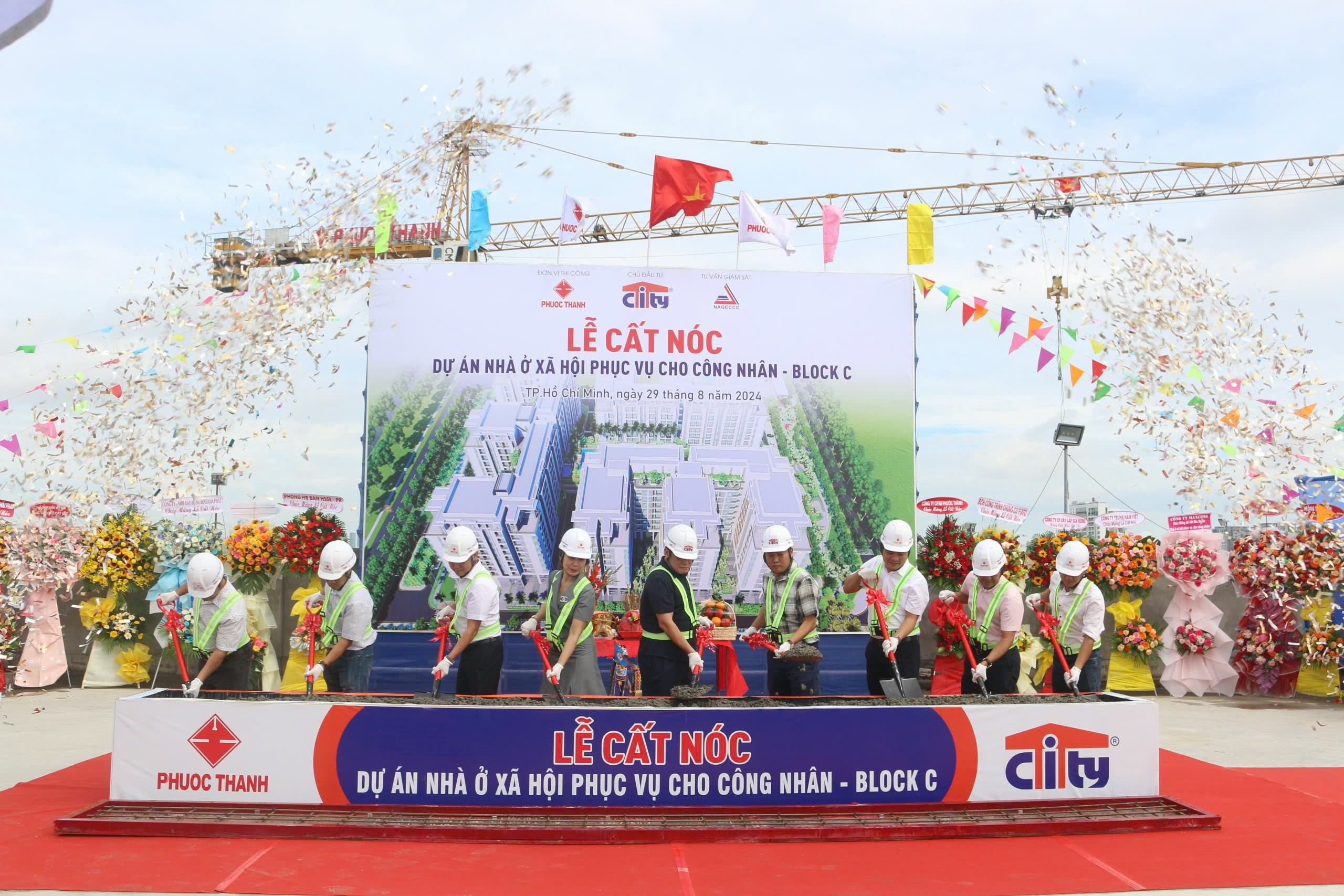 CẤT NÓC BLOCK C – DỰ ÁN NHÀ Ở XÃ HỘI PHỤC VỤ CHO CÔNG NHÂN